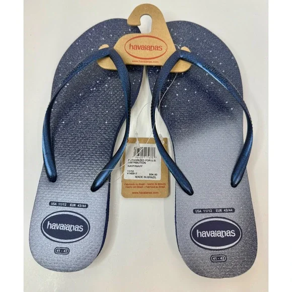 Havaianas Slim Flip Flop Navy Sandals Size 11/12 Women