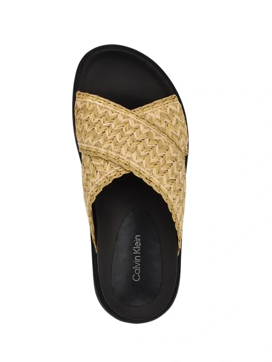 Calvin Klein Women's Pacen Woven Crisscross Flat Sandals