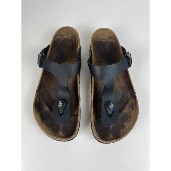 Birkenstock Gizeh Black Birko-Flor‎ Comfort Thong Sandals EU 38 Boho Travel