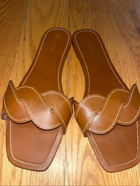 Mango Braided Leather Sandals