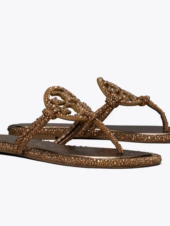 Tory Burch Miller Knotted Crystal Flip Flops Sandals Size 11