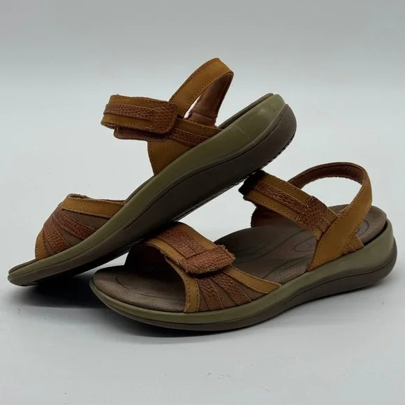 Orthofeet 916 Malibu Tan Leather Orthopedic Comfort Sandals Womens 8 D Wide