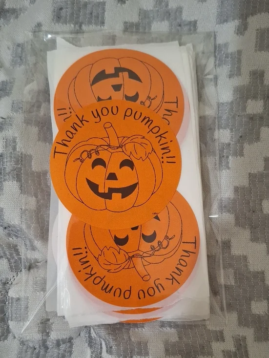 Orange 'Thank You Pumpkin' Halloween Sticker Labels - Pack of Party Stickers-100