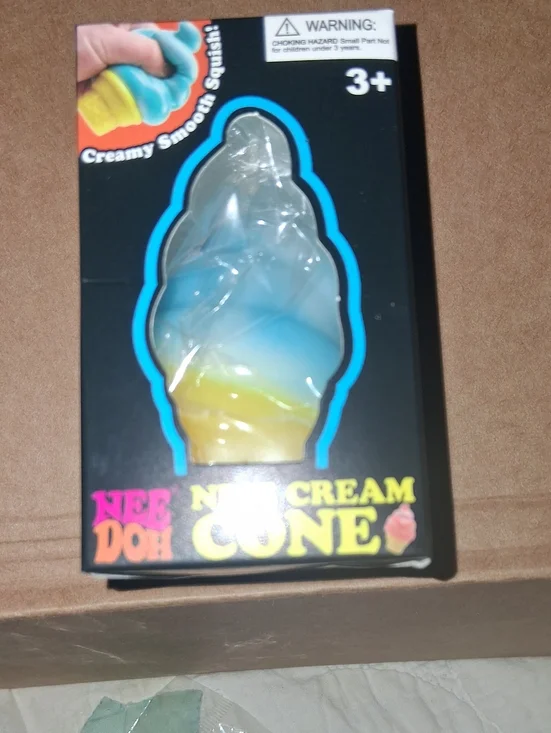Nee Doh Ice Cream Cone Squishy Toy - Blue & Yellow