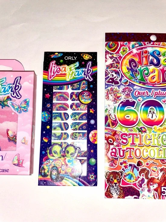 3 PC Lisa Frank Lot: Satin Pillowcase, Zoomer&Zorbut Nail Wraps, & Sticker