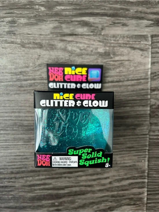 Needoh Nice Cube Glitter & Glow - Black Glitter Square