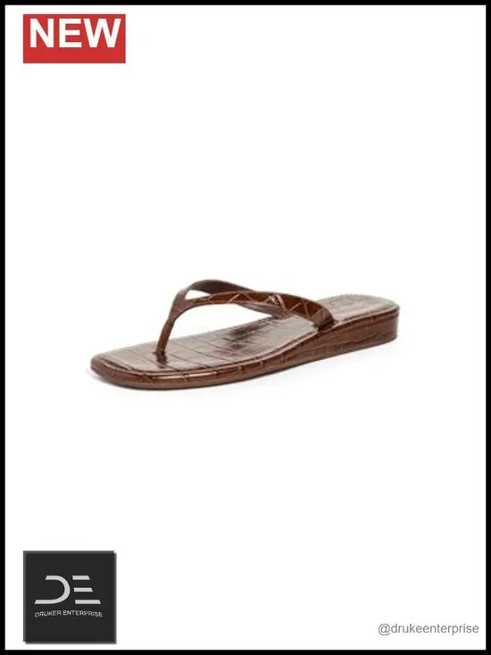 Elevated Flip Flops - Croc-Embossed Finish Padded Footbed Sandals