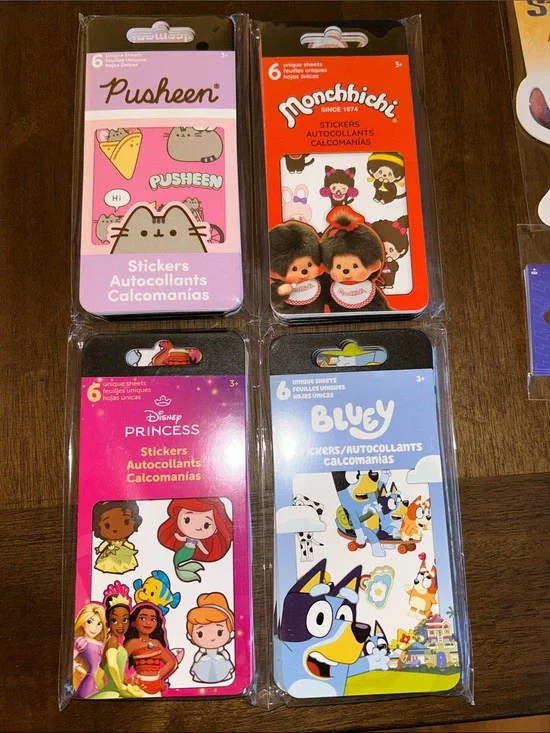 4 packages of 6 pack sets of stickers sealed