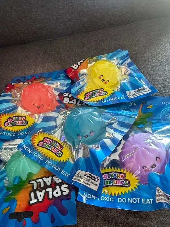 5 Splat Balls - Red, Green, Blue, Yellow and purple Party Pack