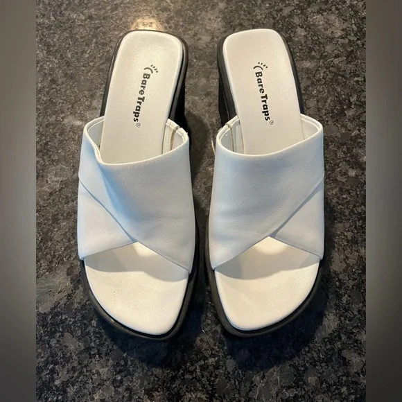 BareTraps White Slide Sandals