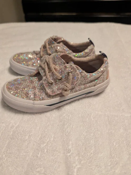 Sperry  Pier Wave Jr Sequin Kids Sneakers in Rose Leopard Sparkle Glitter