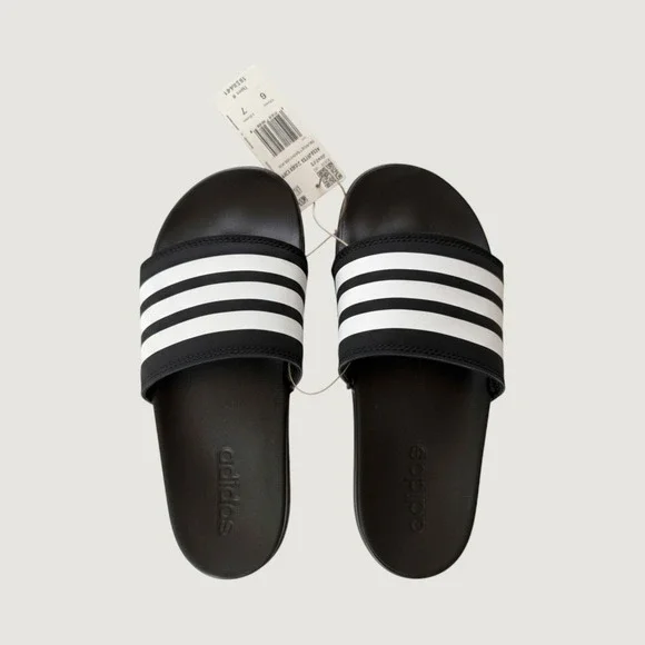 Adidas Adilette Comfort Slides Black White Unisex Men's Size 6 Women's Size  7
