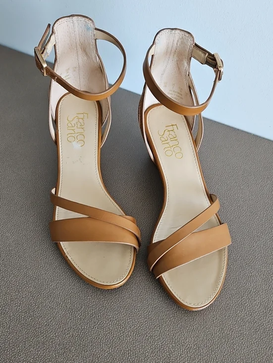 Franco Sarto Cognac Strappy Ankle Sandals