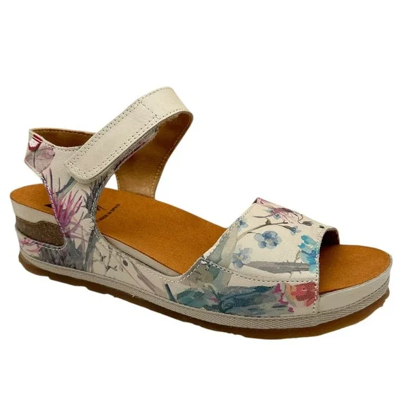 Onfoot Womens‎ Open Toe Leather Sandals Size 9/41 Beige/Multicolor Floral Print