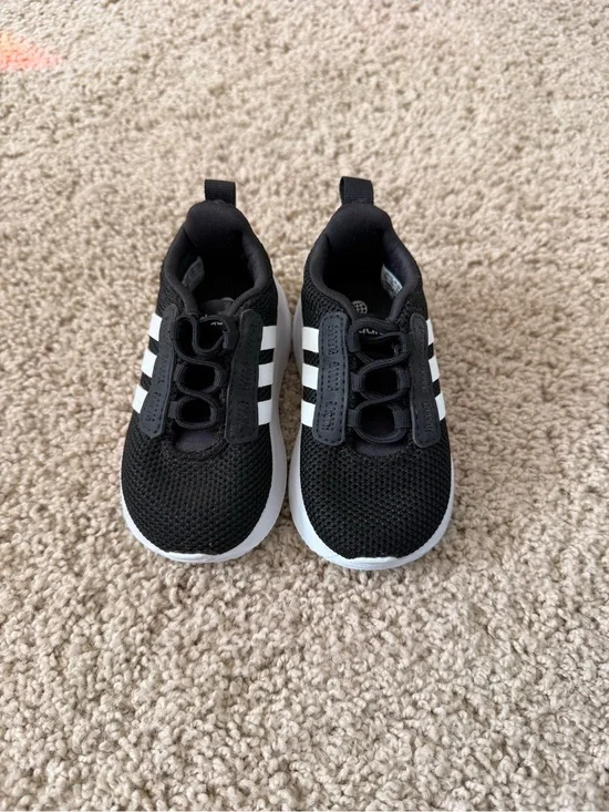 adidas Kids Black Sneakers with White Stripes