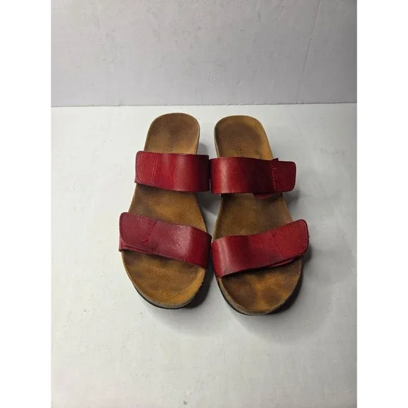 Isasabbia by‎ Eric Michael Red Leather Wedge Slide Sandals Italy Size 40 Womens