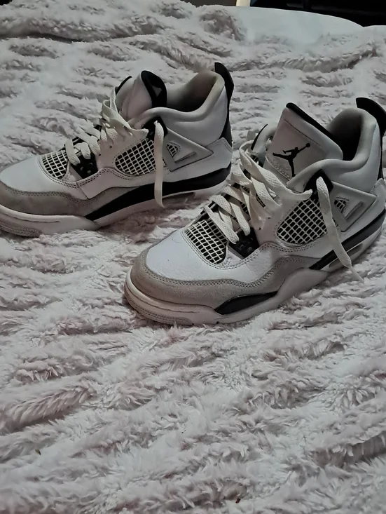Jordan 4s Military Black Sneakers in White and Black