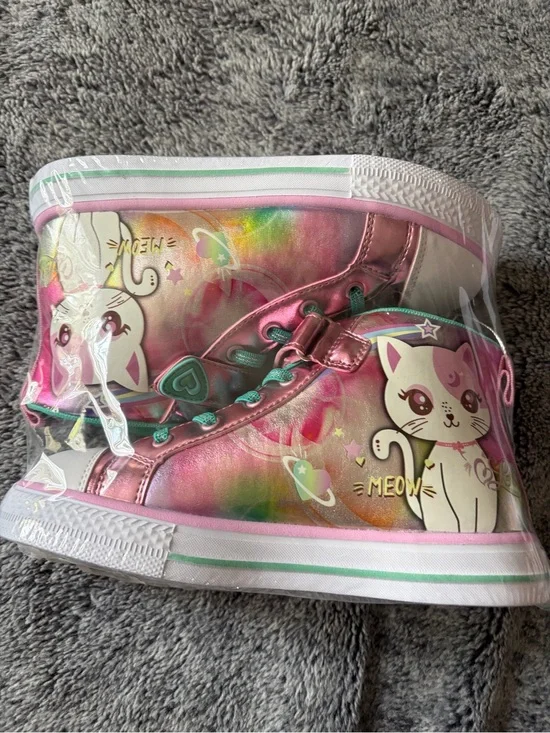 Kids Pink Unicorn Cat High-Top Sneakers