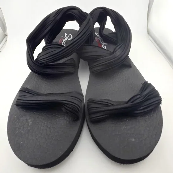 Skechers Meditation Womens Black Slingback Sandals Size 11 Yoga Foam Comfort