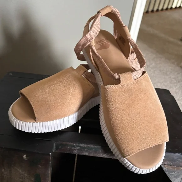Sorel Tan Suede Open-Toe Slingback Sandals