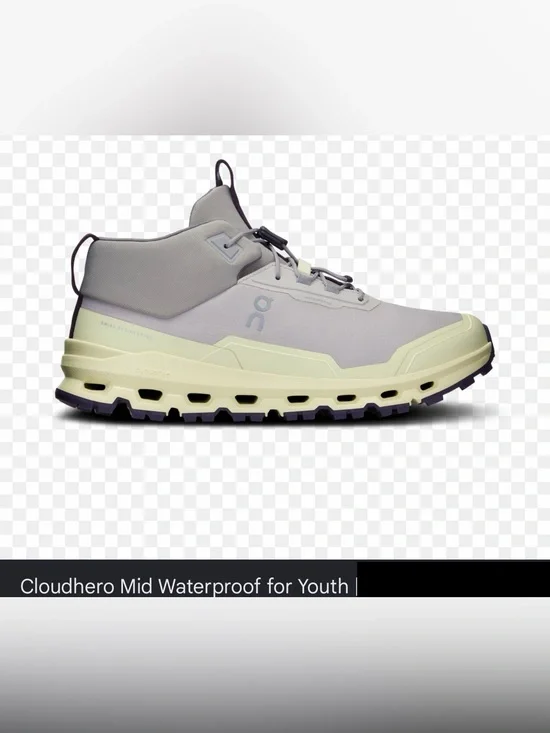 NWT On Cloud Running CLOUDHERO Mid Waterproof, SILVER/SEEDLING 4 Youth/6 Women’s