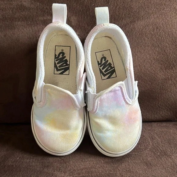 Vans Kids Slip-On Shoes White with Pastel Tie-Dye