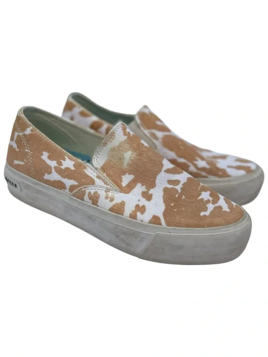 SEEVEES Slip-On Cowhide Sneakers Tan & White Size 8