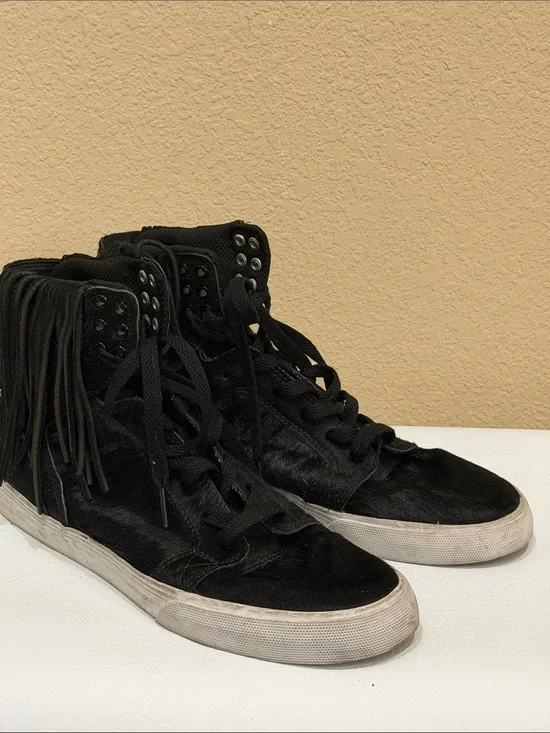 Supra Women's Black Fringe High-Top Sneakers