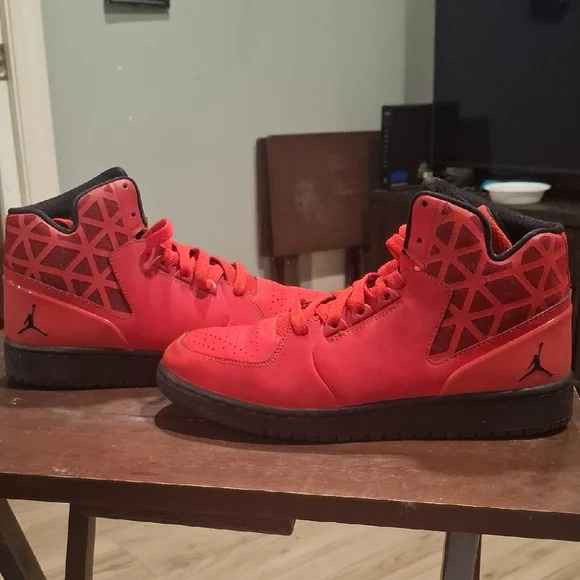 Jordan Youth Red and Black High-Top Sneakers