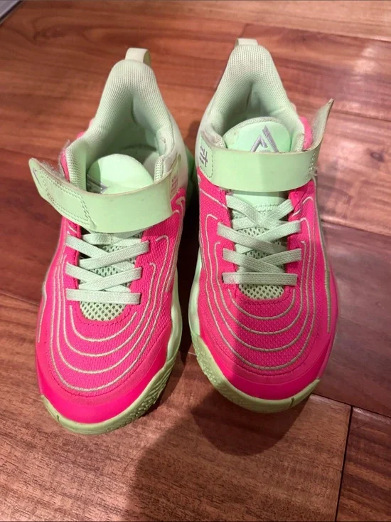 Kids Neon Pink and Light Green Nike Giannis Athletic Sneakers - Comfort Fit