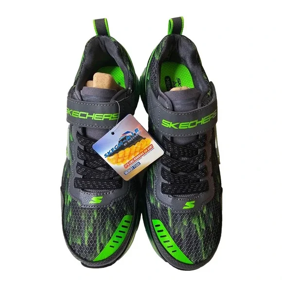 New Skechers Skech-Air‎ Boys 4.5 97735L/BCCL mega-azide black/charcoal/lime