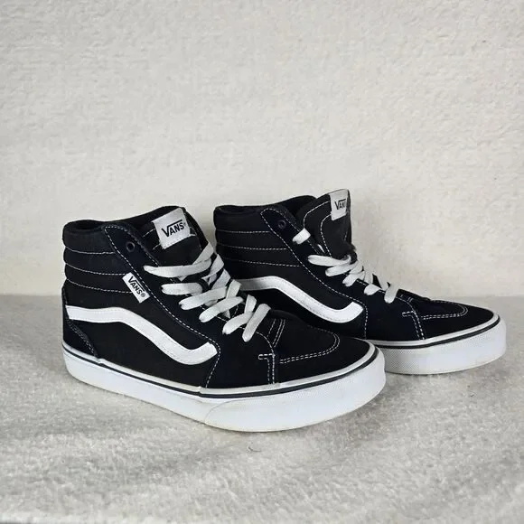 VANS Sk8-Hi Youth Sz 5 Sneakers Black/White, Lace-Up, High Top