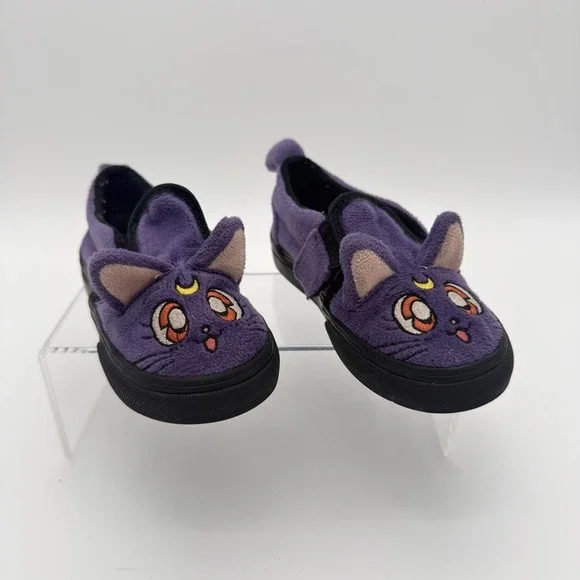 Vans x Sailor Moon Luna Slip-On V Purple Plush Toddler Shoes Size 9