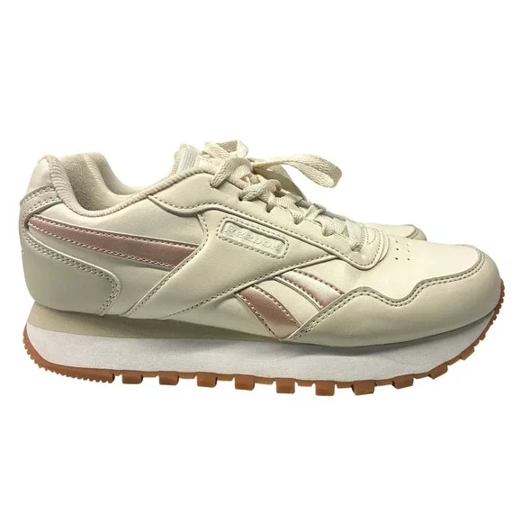 Reebok Classic Platform Sneakers Womens 7.5 Cream Rose Gold Gum Sole Athleisure