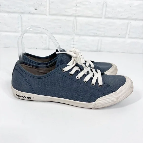 SEAVEES 7.5 blue Monterey Cotton Canvas lace up Sneakers