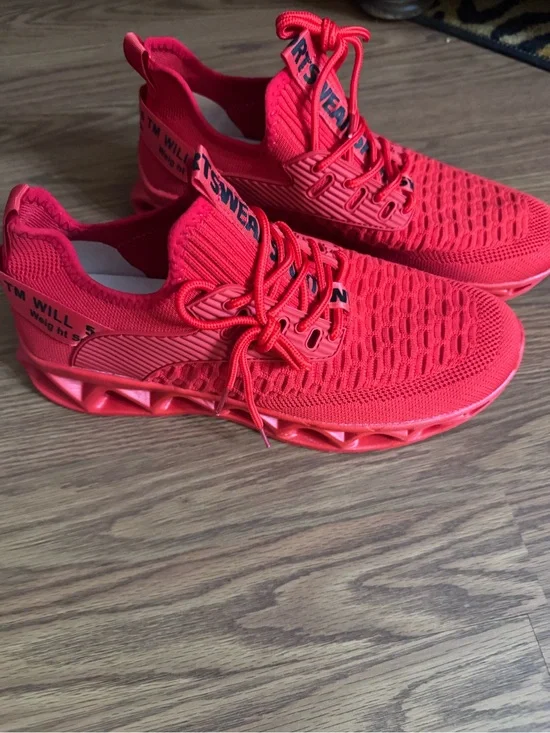 Mens Bright Red Athletic Sneakers - Lightweight Comfort