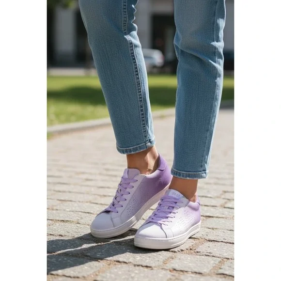 P448 Size 39 8‎ John Fade Lilia Purple Ombre Leather Suede Lace Up Sneakers