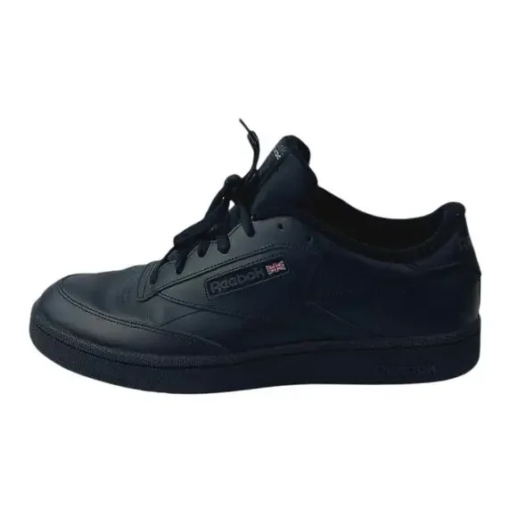 Reebok Club C Men's Black Leather Lace Up Low Top Athletic Sneakers Shoes 11.5