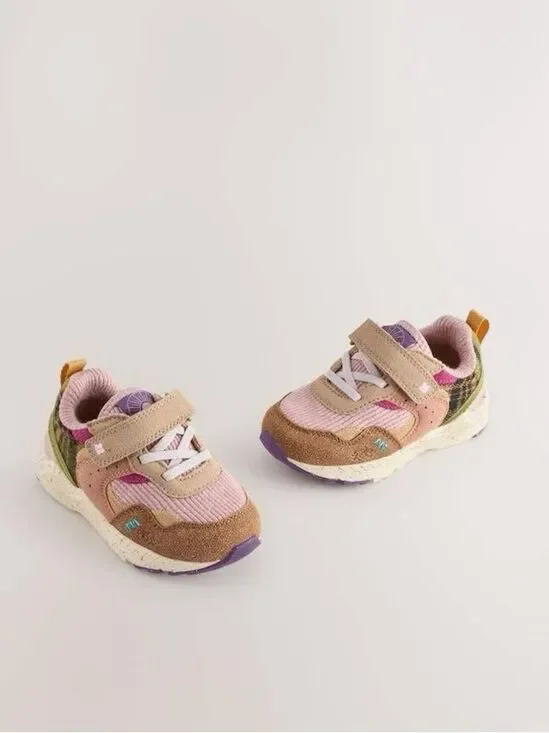 NEXT US Infant Pink Multi Elastic Lace Touch Fasten Trainers Sneakers