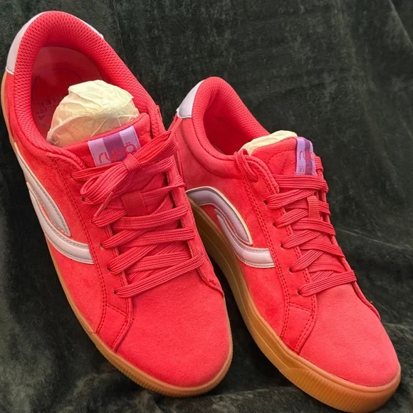 Women’s Pink Suede Lace-Up Sneakers