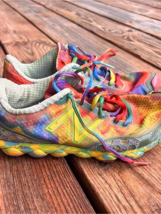 New Balance Multicolor Tie-Dye Sneakers with Yellow 'N'