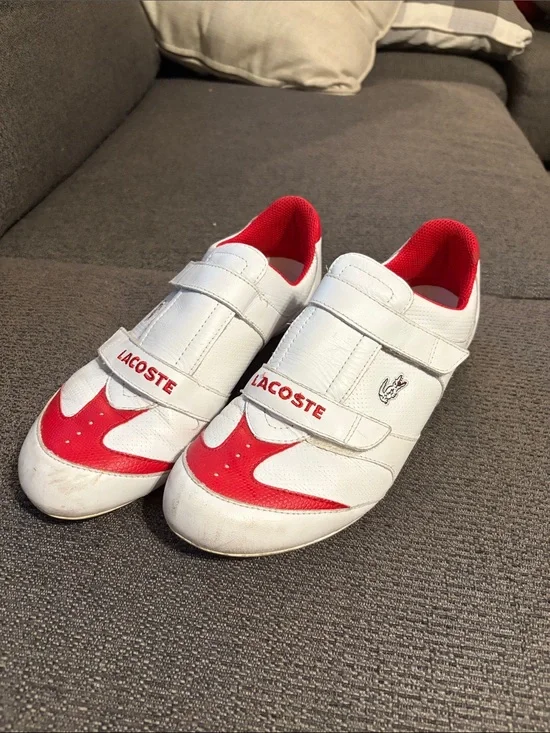 Lacoste Women’s White and Red Velcro Athletic Sneakers