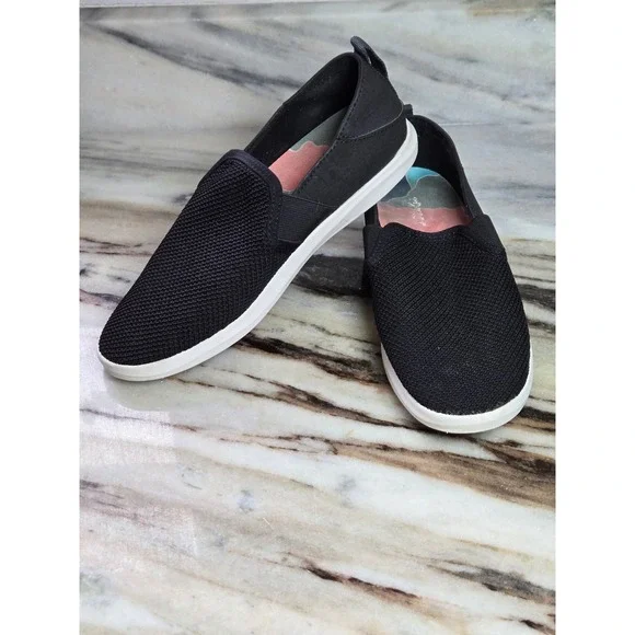Olukai Hale'iwa Black Mesh Slip On‎ Sneakers Womens 7 Drop-In Heel 20380-4040