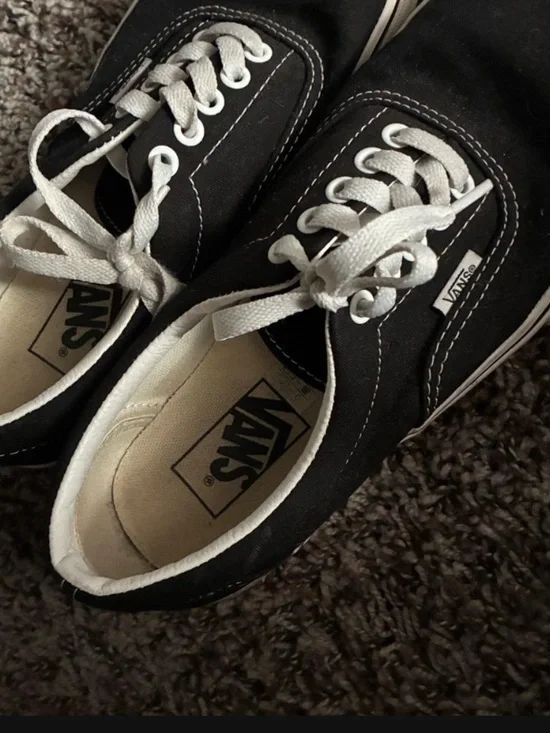 Vans Black and White Canvas Low-Top Sneakers