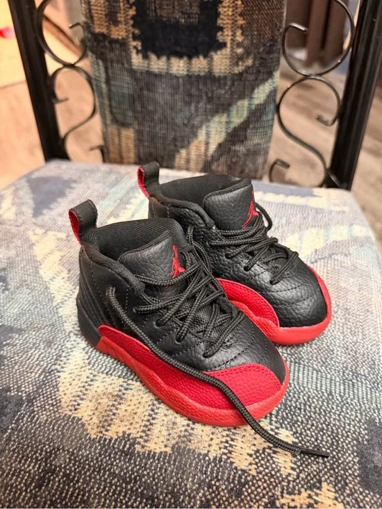 Jordan Kids Black and Red High-Top Sneakers