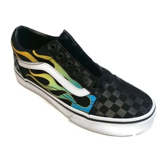 Vans OFF THE WALL Skateboard Shoes 721454 Old Skool Flame Boys Size 5 Womens 6.5