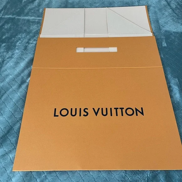Louis‎ Vuitton Large Magnetic Folding Gift Box Imperial Saffron Blue Handle #2