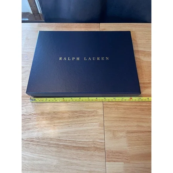 Ralph Lauren Navy Blue Gold Lettering Large Gift‎ Box 12.5x9.5x1.5 Empty Storage