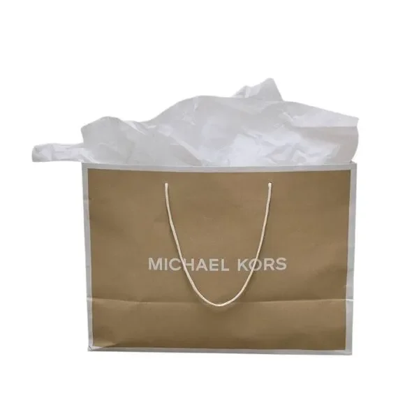 MICHAEL KORS Empty Paper Beige Shopping Gift Bag Rope Handles with Tissues