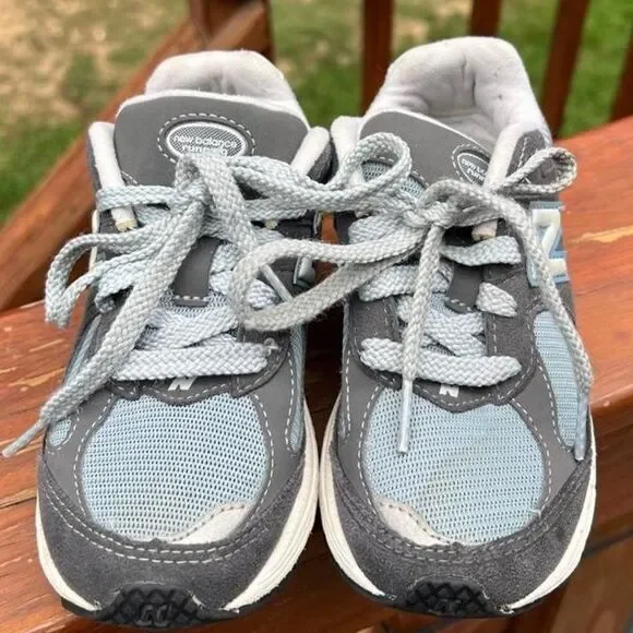New Balance Youth 13 Grey Blue Unisex Running Jog Play School Sneakers